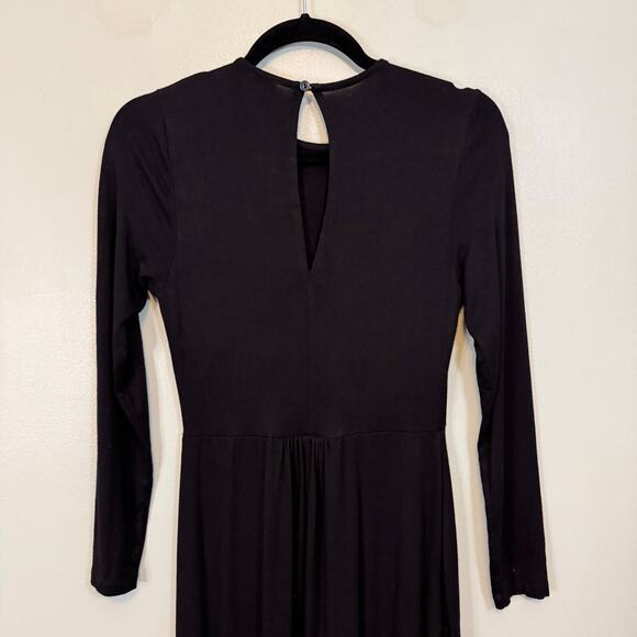 Asos Wrap Maxi Maternity Dress Womens 8 Black Surplice Long Sleeve Slit Evening - Picture 5 of 9